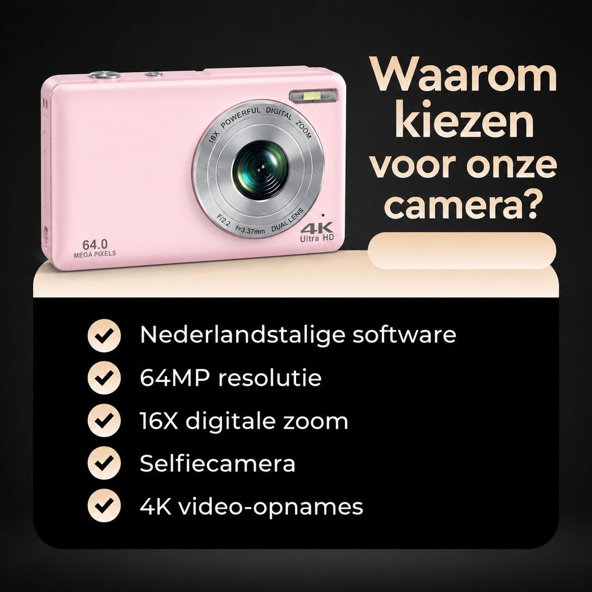 K&L - 4K 64MP - Met Selfiecamera