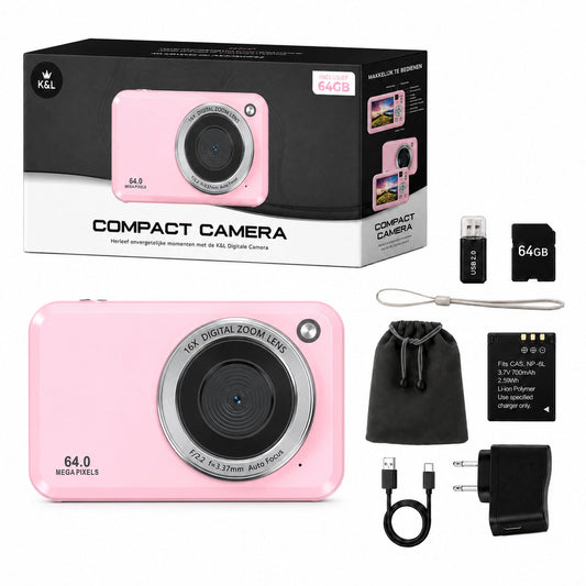 K&L - Full HD 64MP - Met Selfiecamera - Roze