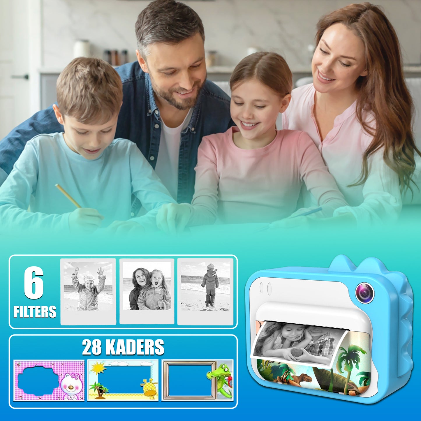 K&L® 3 IN 1 Digitale Kindercamera + Instant print Blauw