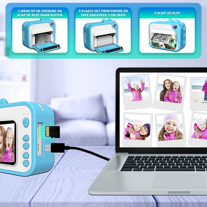 K&L® 3 IN 1 Digitale Kindercamera + Instant print Blauw