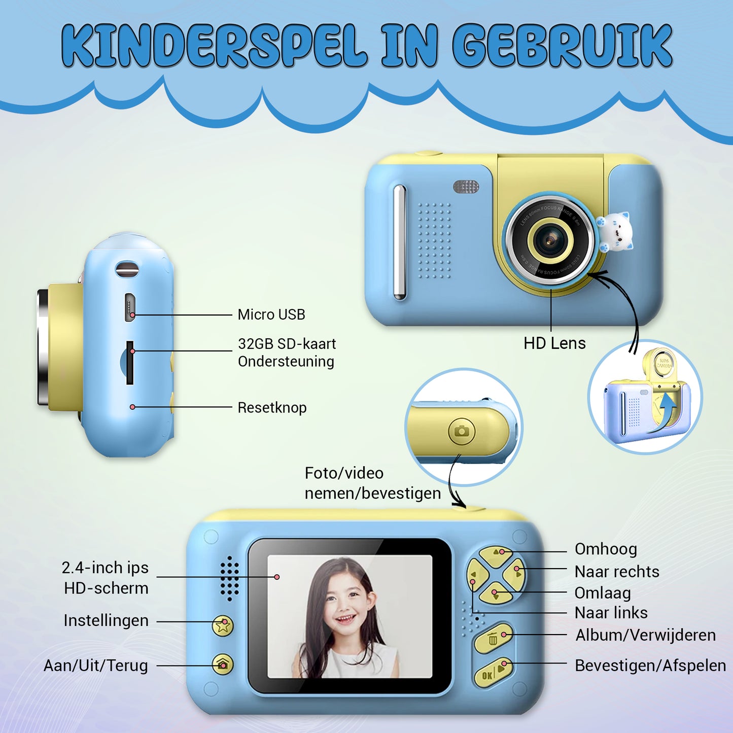 K&L Digitale Kindercamera Kids - Blauw