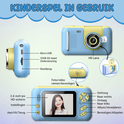 K&L Digitale Kindercamera Kids - Blauw tweede afbeelding