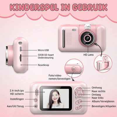 K&L Digitale Kindercamera Kids - Roze tweede afbeelding