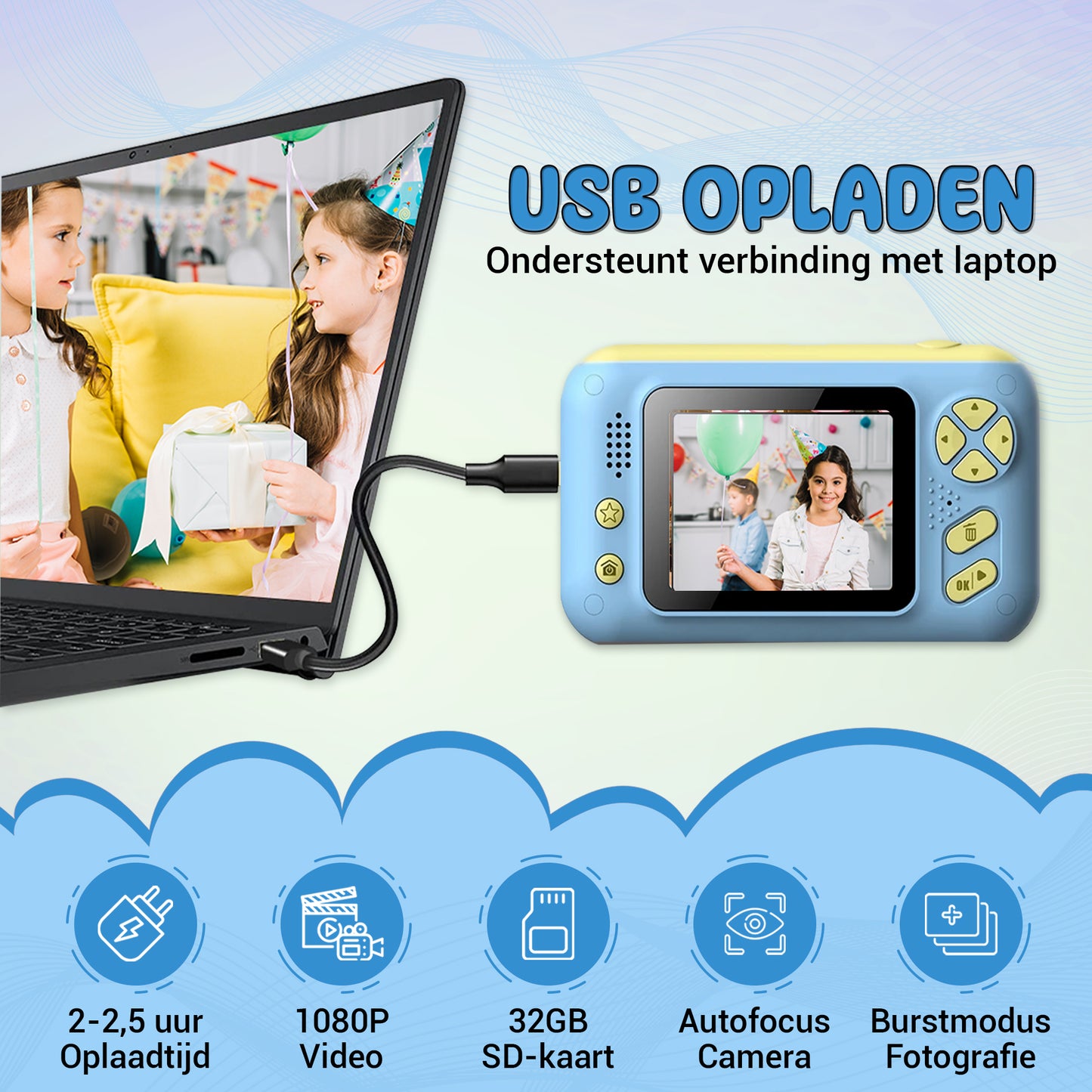 K&L Digitale Kindercamera Kids - Blauw