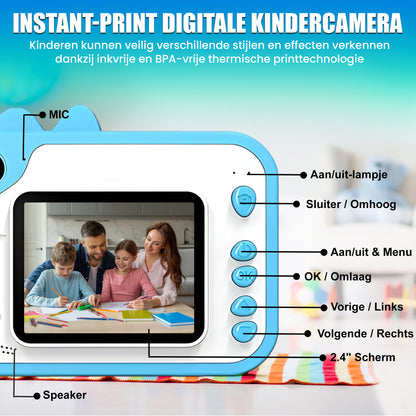 K&L® 3 IN 1 Digitale Kindercamera + Instant print Blauw