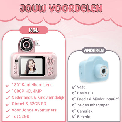 K&L Digitale Kindercamera Kids - Roze