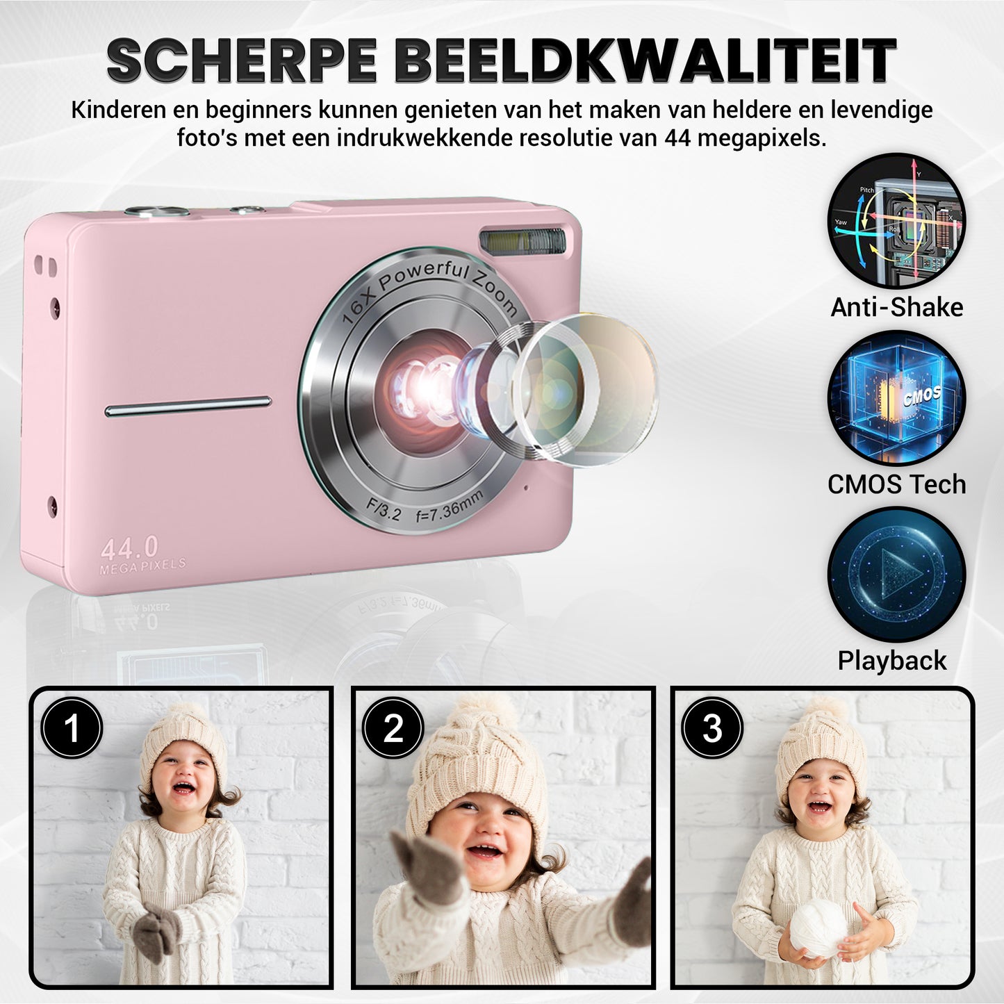 K&L Digitale Camera - 32GB - Roze