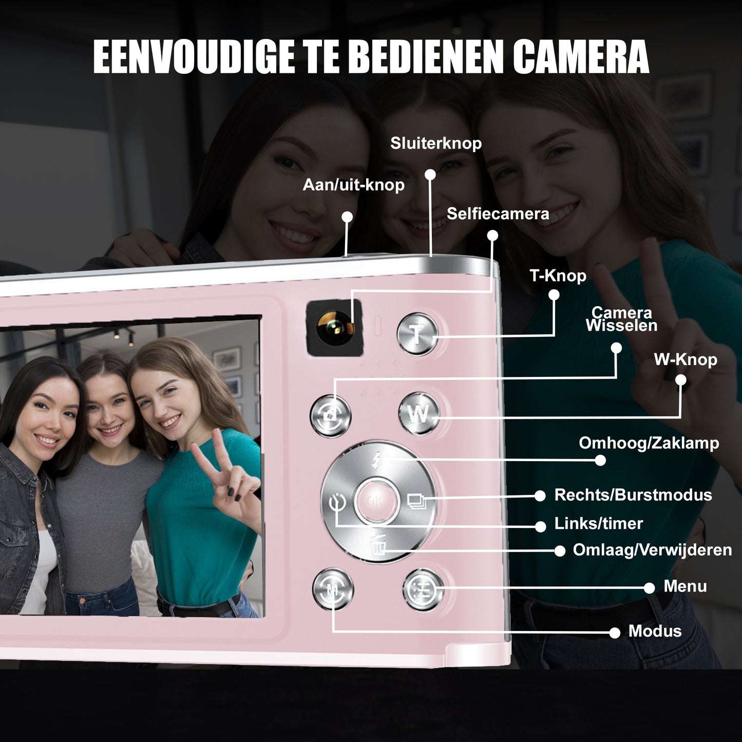 K&L Digitale Camera 4K - 64GB - Roze