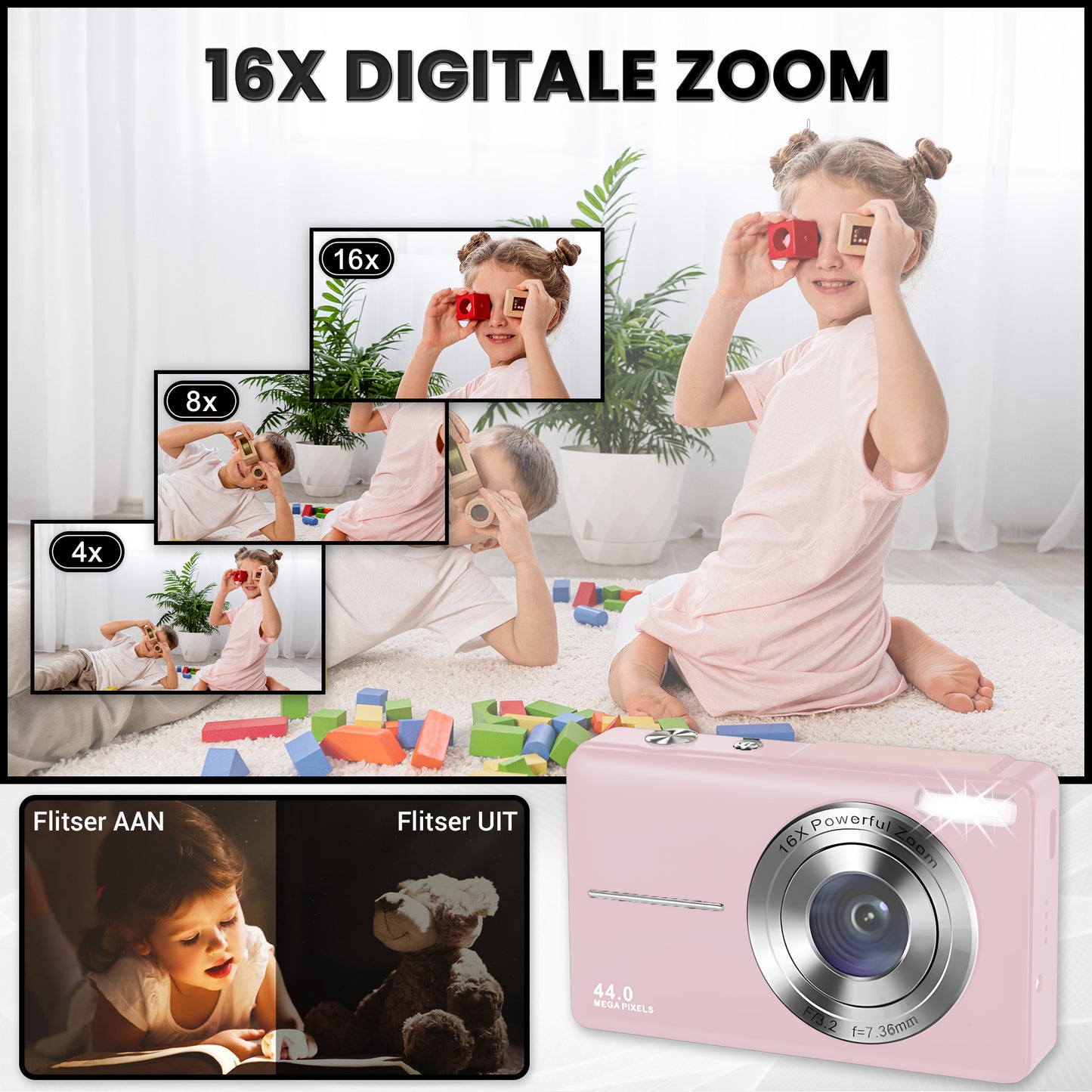 K&L Digitale Camera - 32GB - Roze