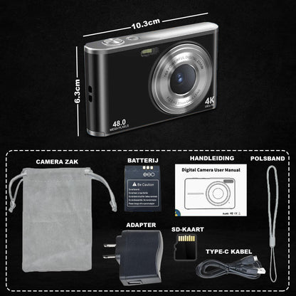 K&L Digitale Camera 4K - 64GB - Zwart