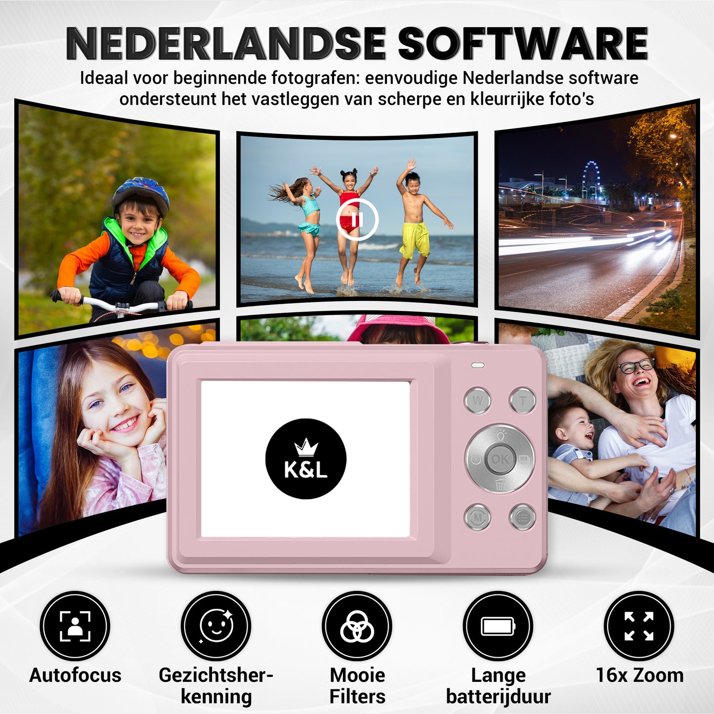 K&L Digitale Camera - 32GB - Roze