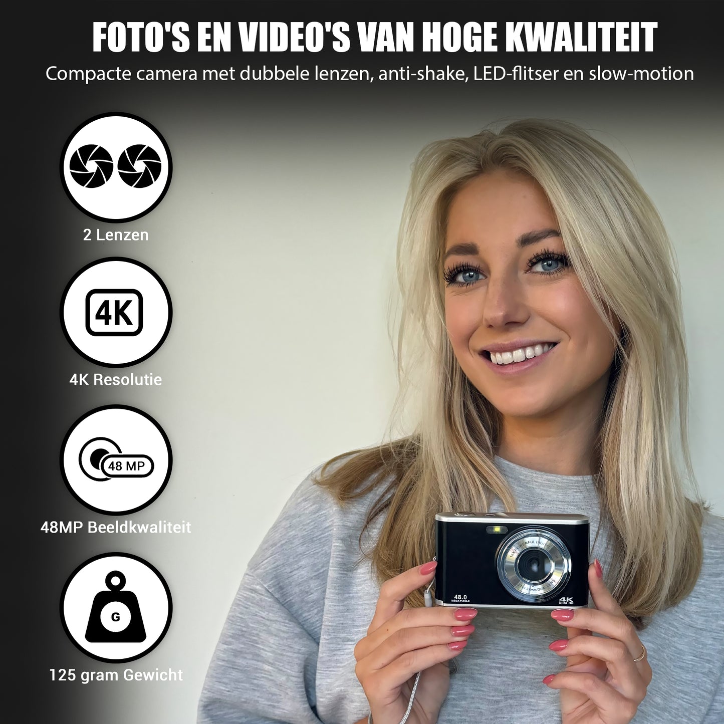 K&L Digitale Camera 4K - 64GB - Zwart