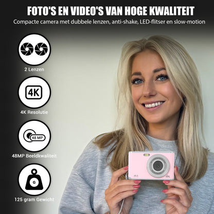 K&L Digitale Camera 4K - 64GB - Roze
