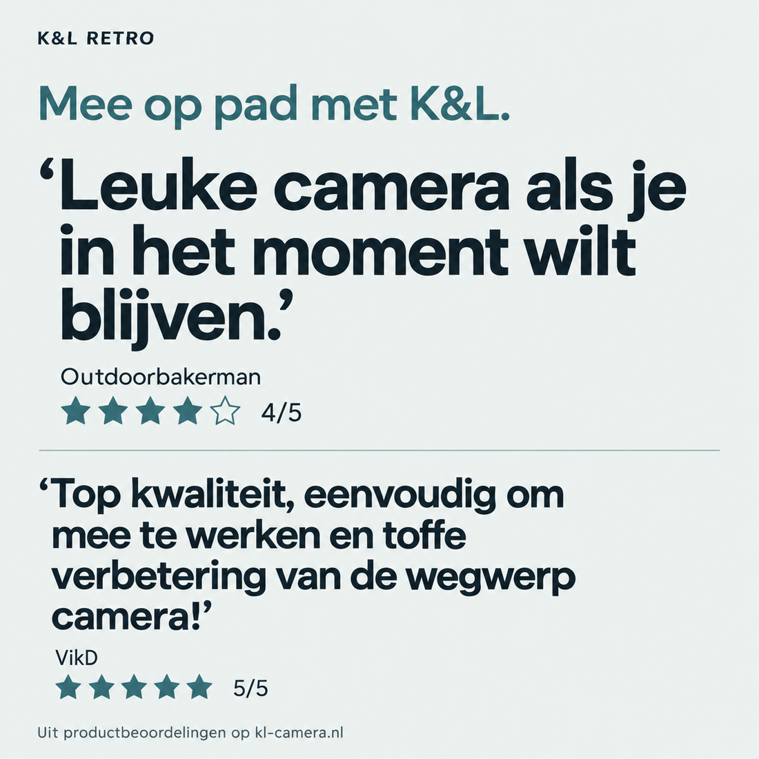 Productbeoordelingen van Outdoorbakerman met vier sterren en VikD met vijf sterren.
