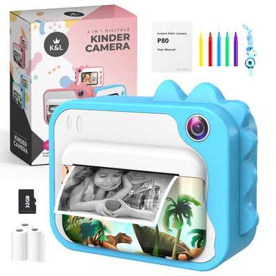 K&L® 3 IN 1 Digitale Kindercamera + Instant print Blauw